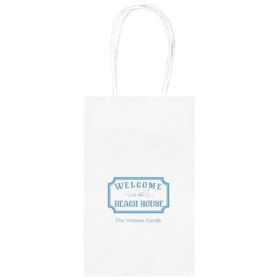 Welcome to the Beach House Sign Medium Twisted Handled Bags